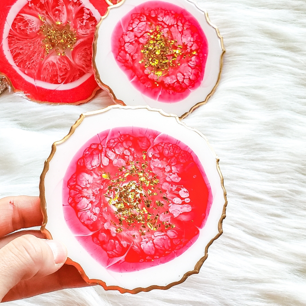 SOLD, Resin Geode Coasters, Set of 4 - Picture 3 of 11